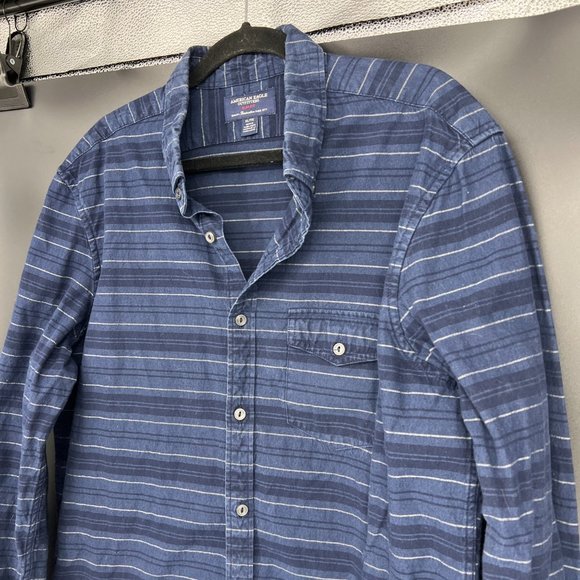 AEO | XL slim fit striped blue shirt - Picture 2 of 7